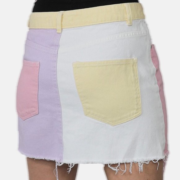 PASTEL PATCHWORK DENIM SKIRT - Picture 3 of 3